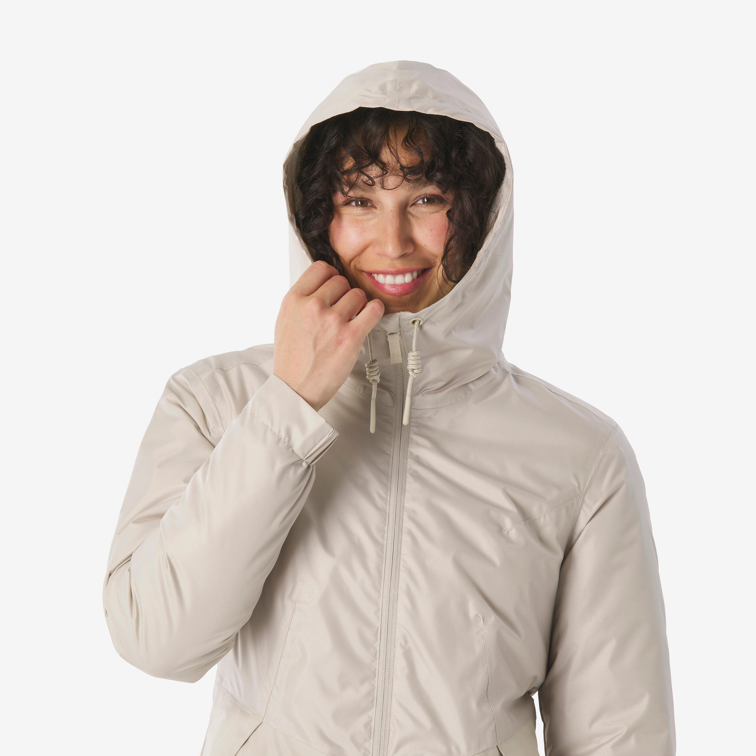 Chamarra de senderismo impermeable hasta -5 °C beige para mujer NH100